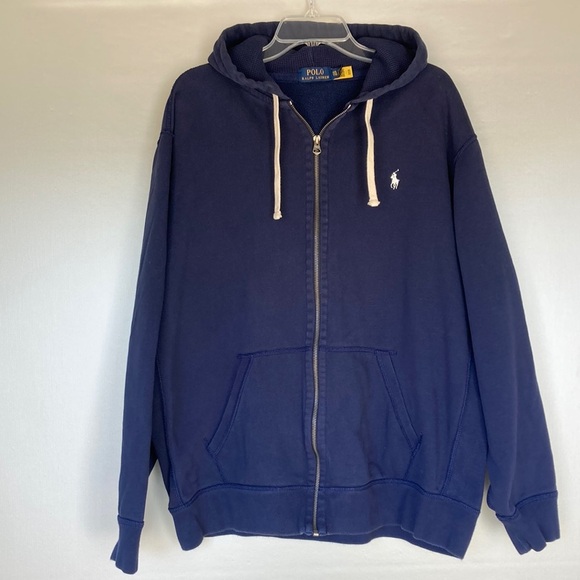 Polo Ralph Lauren Other - VTG Polo Ralph Lauren Hoodie Navy Sweatshirt Fleece Full Zip Thermal Hood Sz XXL
